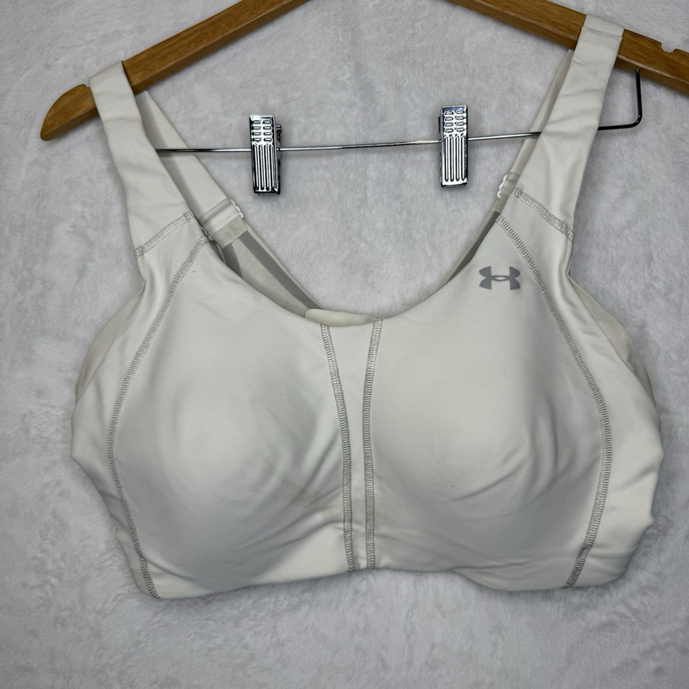 Under Armour 38D UA Heat Gear Hi Impact 2.0 Sports Bra White